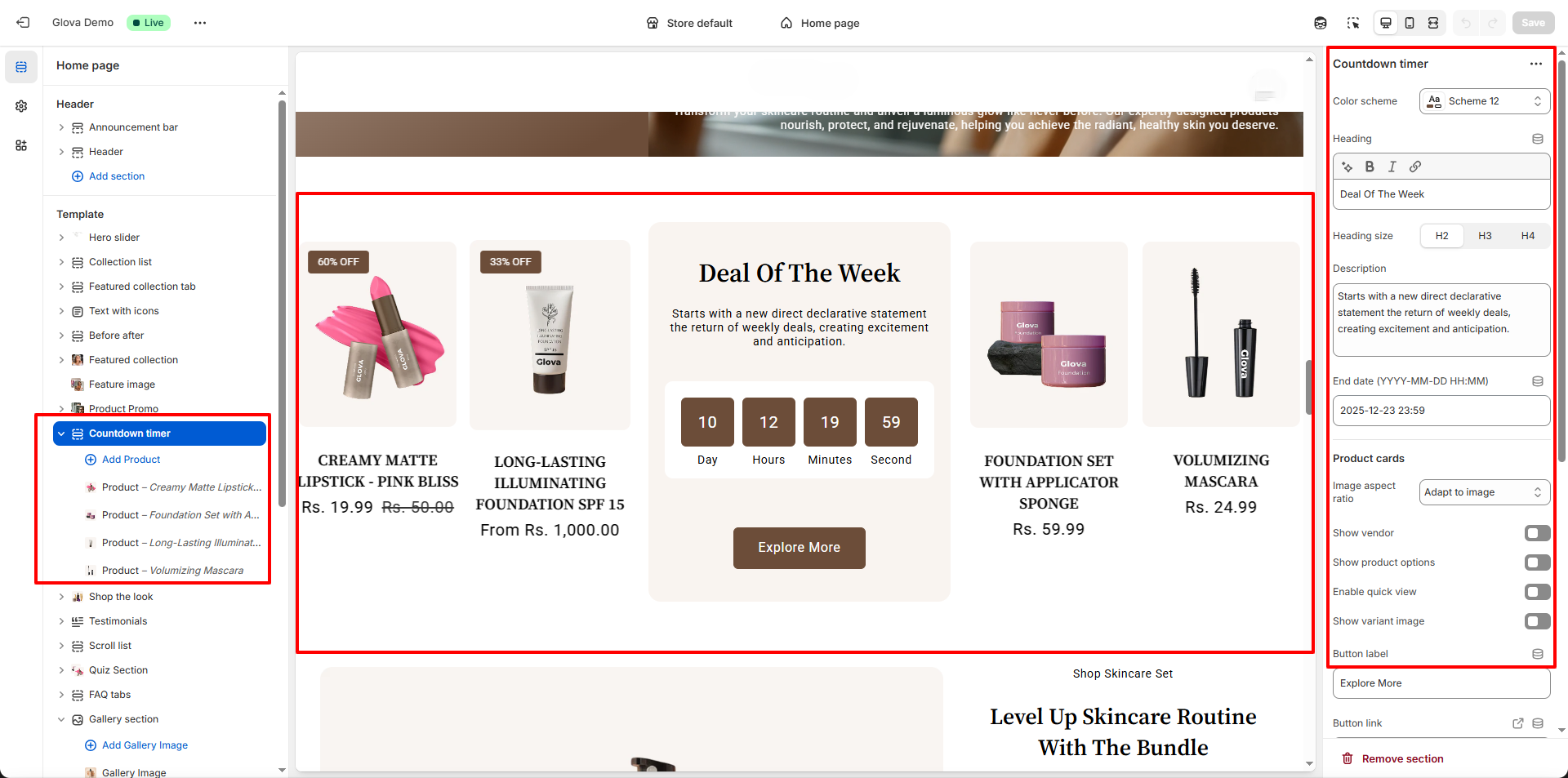 Nexus Countdown Timer Section Preview