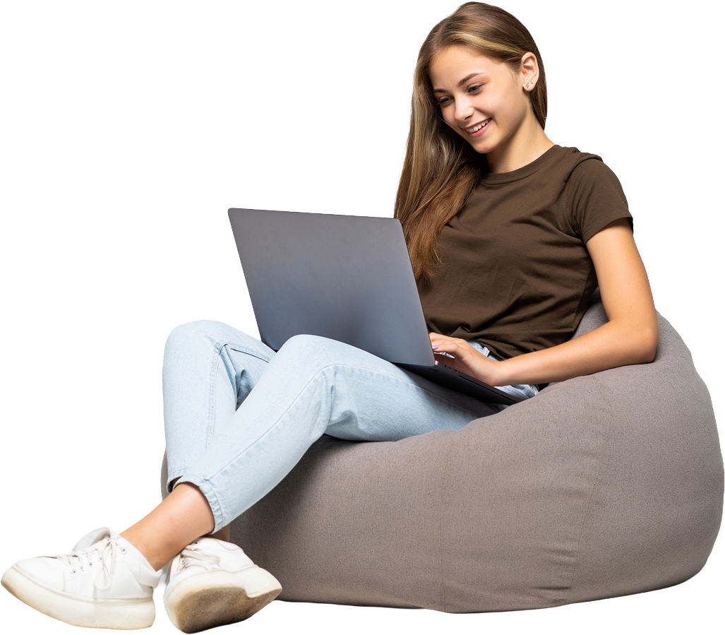 Working on laptop