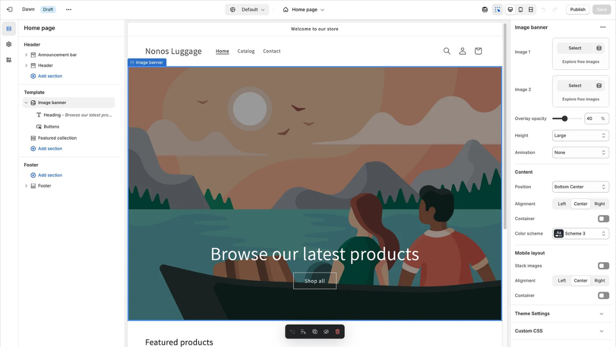 Shopify native theme editor
