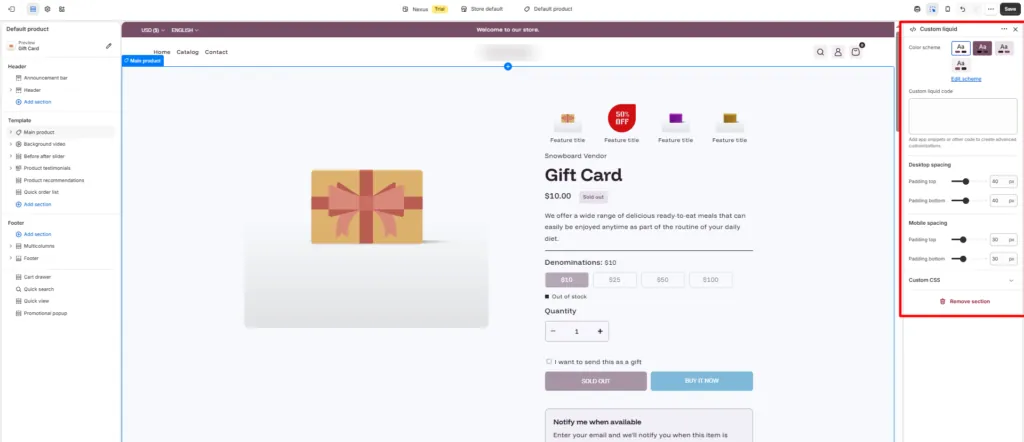 Add Advanced Customizations Using Custom Liquid