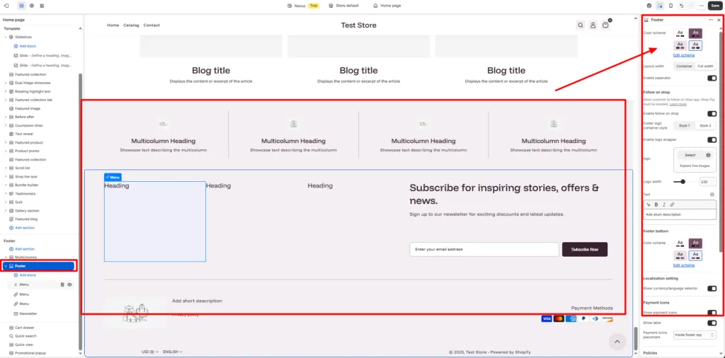 Customize the Footer