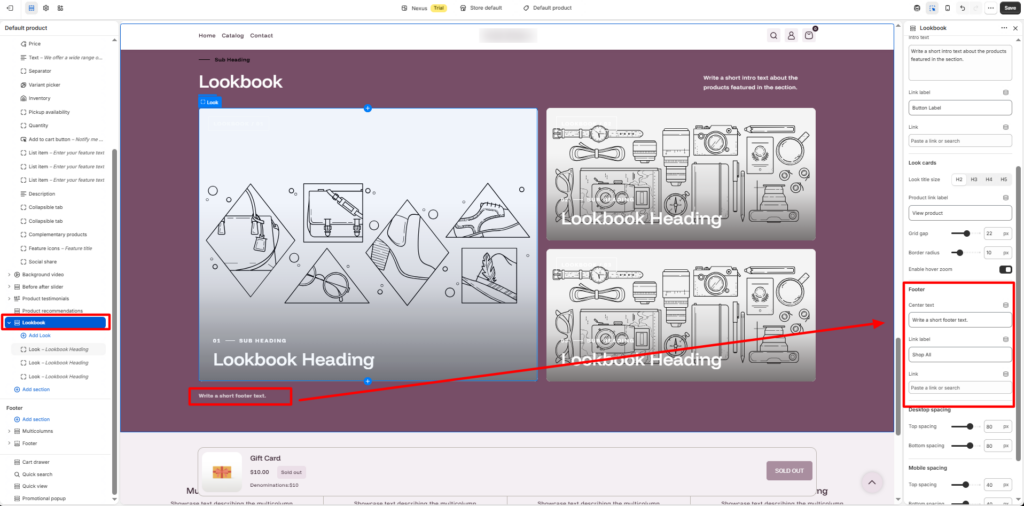 Configure the footer