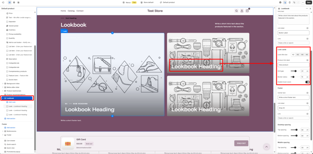 Adjust the look card appearance