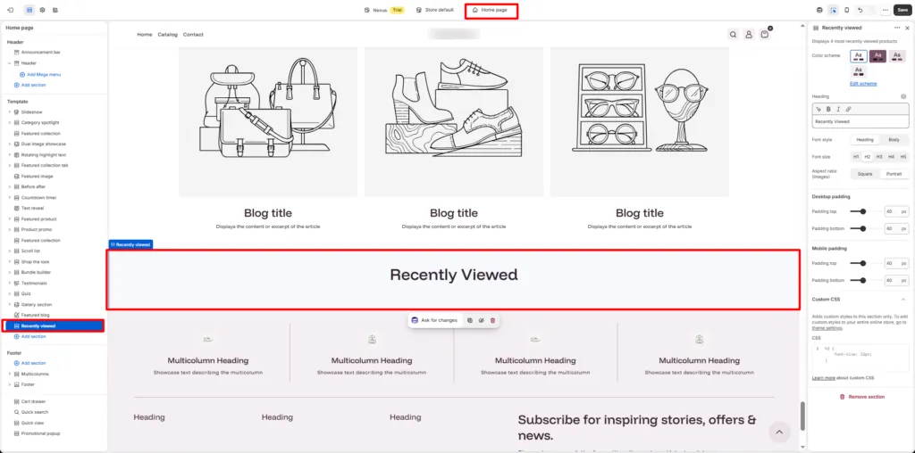Open the Page Template Where You Want to Add the Section