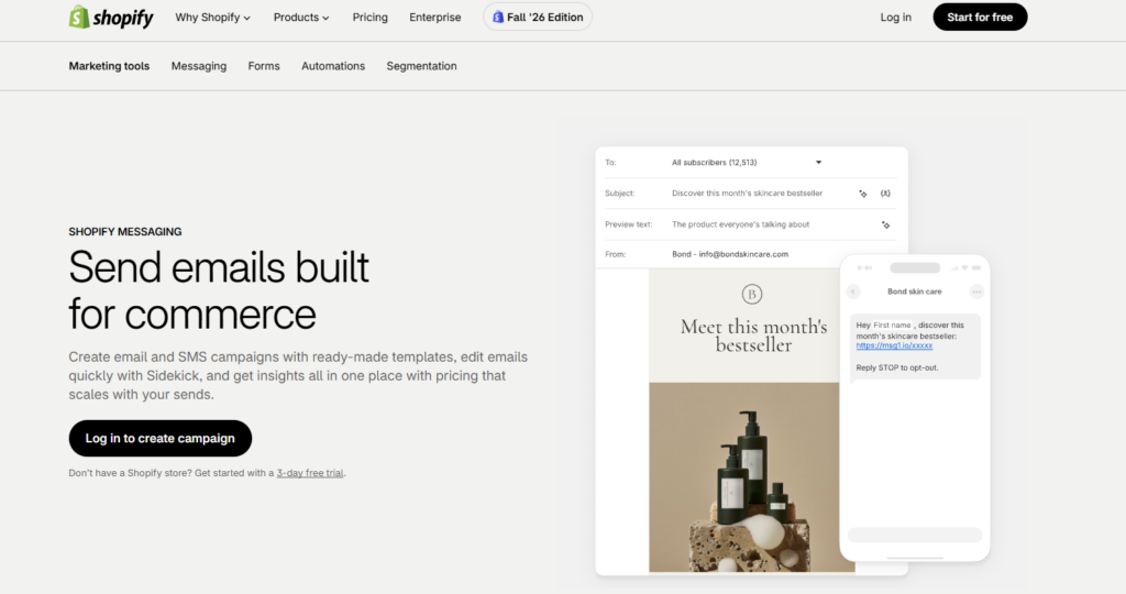 Shopify Messaging (formerly Shopify Email)